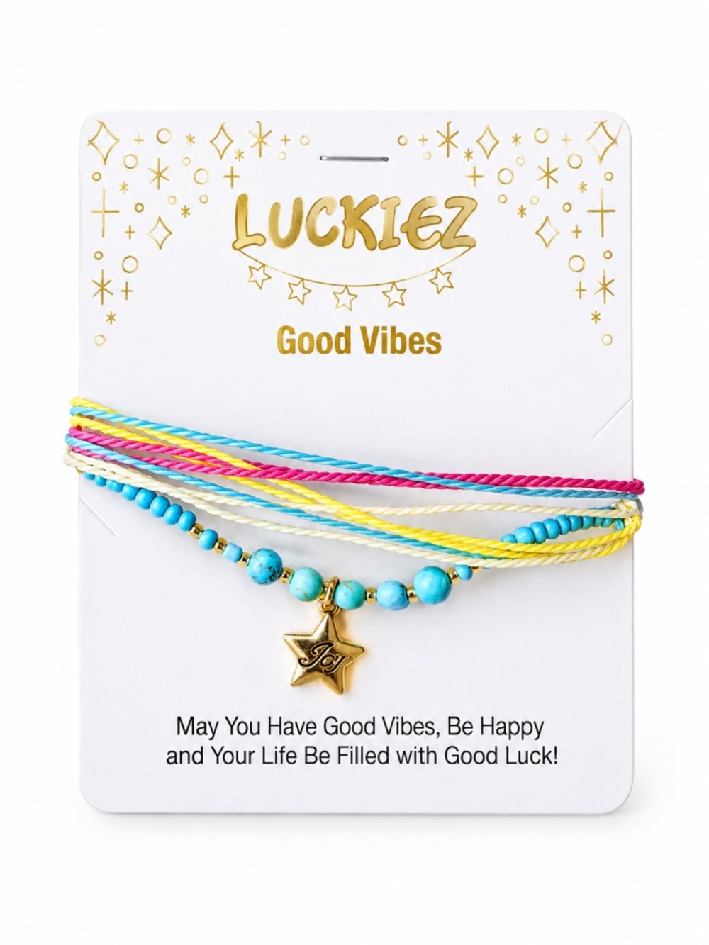 Luckiez Good Vibes Multi-Strand Adjustable Star Charm Bracelet 🌺 NWT